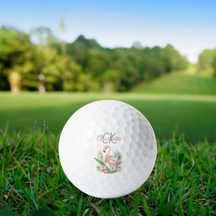 Balles De Golf Monographie d'été tropicale rose flamingo