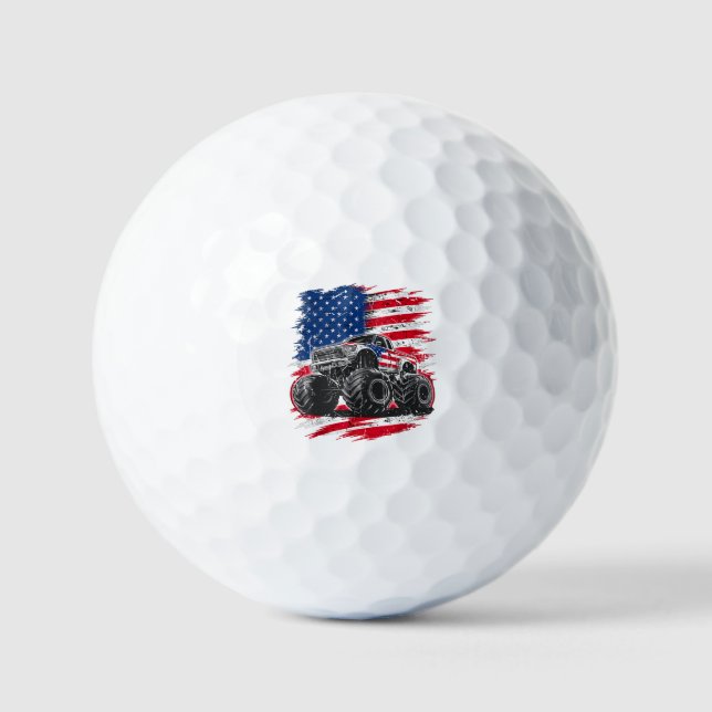 Balles De Golf Monster Truck USA Drapeau américain (Recto)