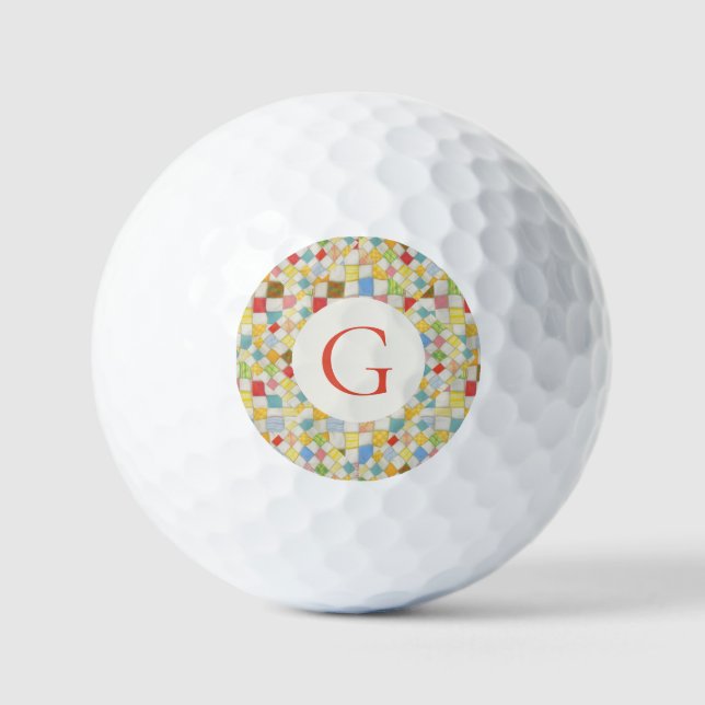 Balles De Golf MOSAÏQUE DE COUVERTURE Boules de golf + Initiale (Recto)