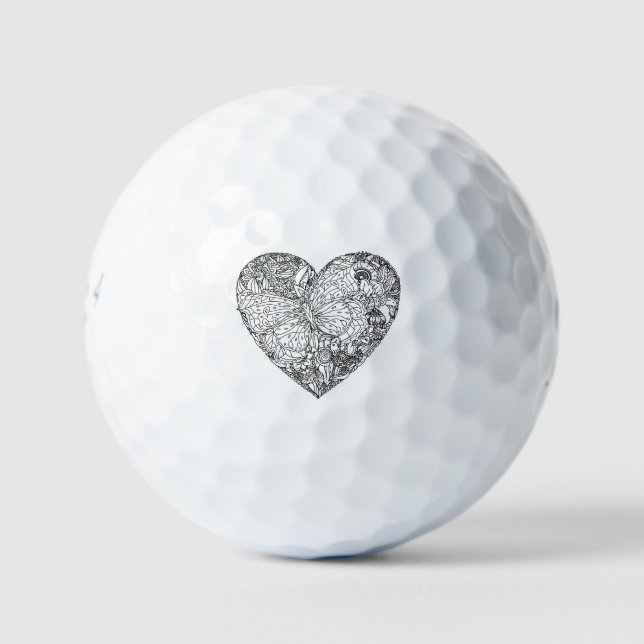 Balles De Golf Motif cardiaque papillon (Devant)