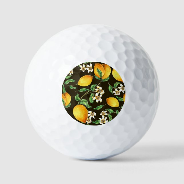 Balles De Golf Motif citron verni à la main (Recto)