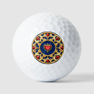 Balles De Golf Motif de cœur encadré doré avec design orné