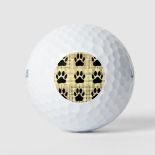 Balles De Golf Motif De Dessin De Chien Paw À Sepia