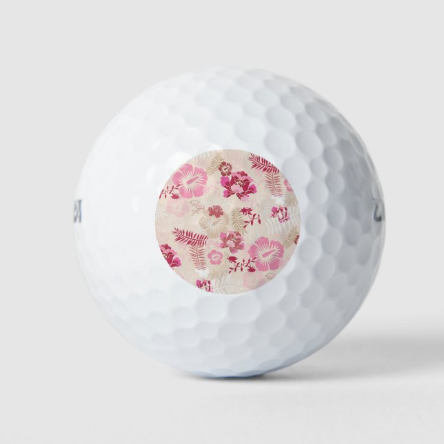 Balles De Golf Motif de fleurs modernes roses mignon (Devant)