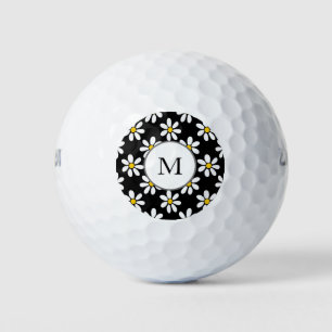 Balles De Golf Motif de marguerite jaune noir blanc