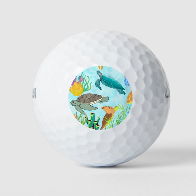 Balles De Golf Motif de tortues de mer et coraux (Devant)