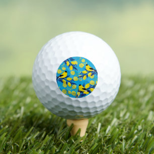 Balles De Golf Motif d'oiseaux jaunes sur citronnier
