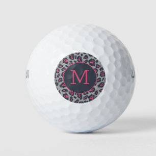 Balles De Golf Motif Empreinte de léopard Chic Monogram Hot Rose