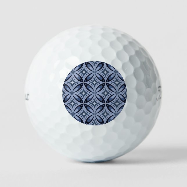 Balles De Golf Motif géométrique bleu de style rétro (Recto)