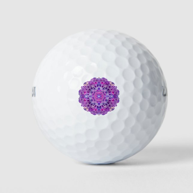 Balles De Golf Motif Mandala rose & violet (Devant)