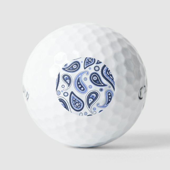 Balles De Golf Motif Paisley Bleu (Recto)