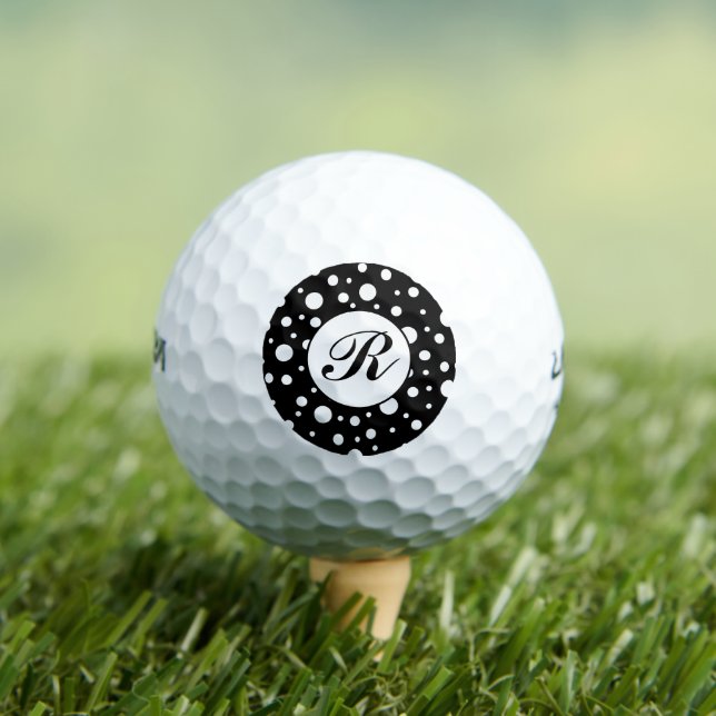 Balles De Golf Motif pois blancs sur fond noir Monogram (T-shirt Insitu)