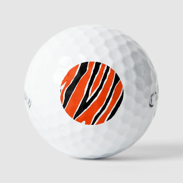 Balles De Golf Motif rayé tigre noir et orange (Recto)