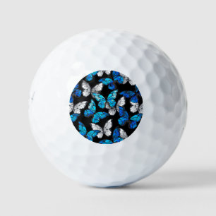Balles De Golf Motif sans couleur foncée avec papillons bleus Mor
