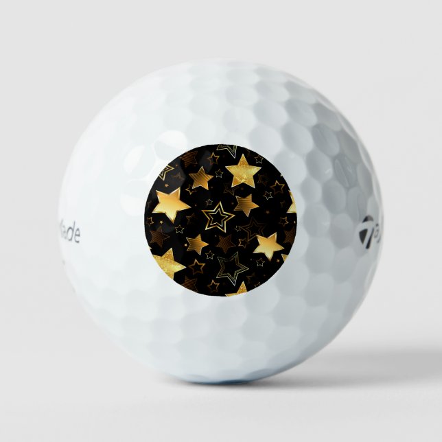 Balles De Golf Motif sans couture avec étoiles d'or (Recto)