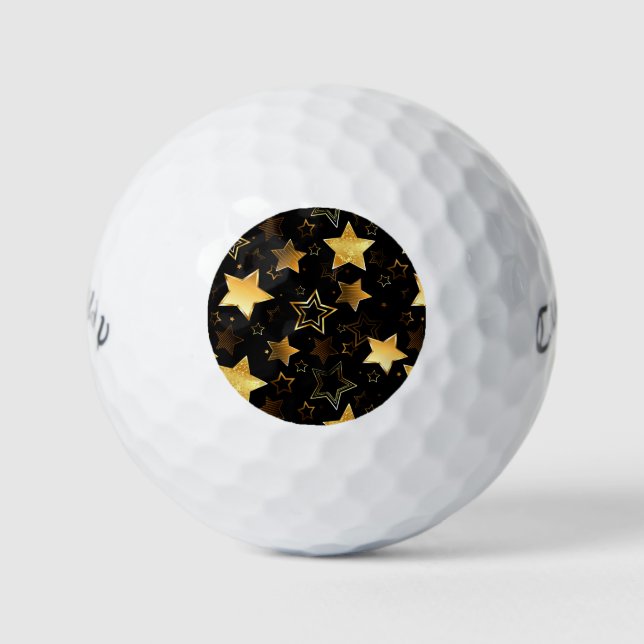 Balles De Golf Motif sans couture avec étoiles d'or (Devant)