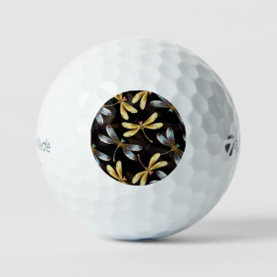 Balles De Golf Motif sans couture avec libellules d'or