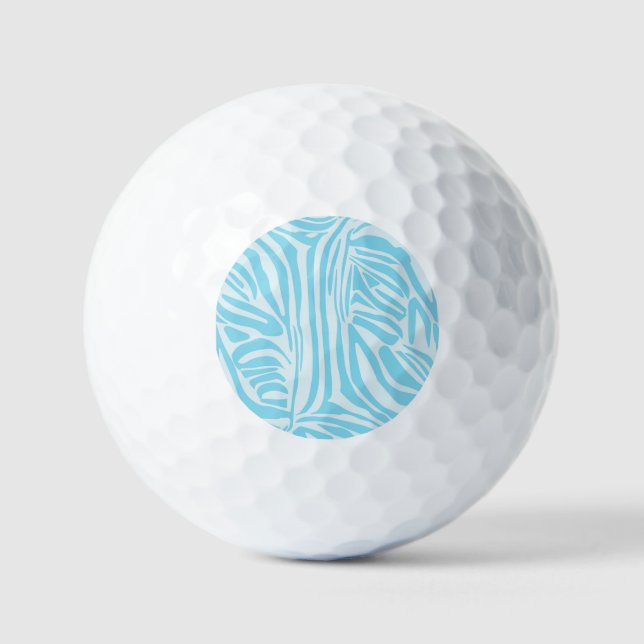 Balles De Golf Motif Zèbre Bleu (Recto)
