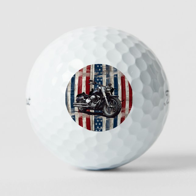 Balles de Golf Moto Drapeau Américain Rustique (Recto)