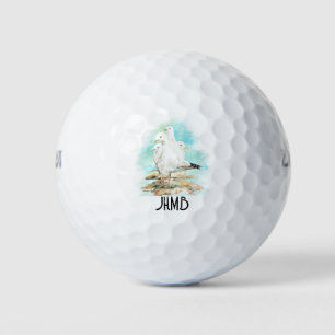 Balles De Golf Mouettes Oiseau Plage Animal Art Monogramme