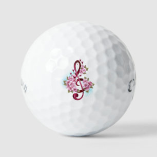 Balles De Golf Musical treble clef notes with sakura flowers