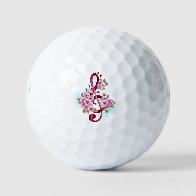 Balles De Golf Musical treble clef notes with sakura flowers (Devant)