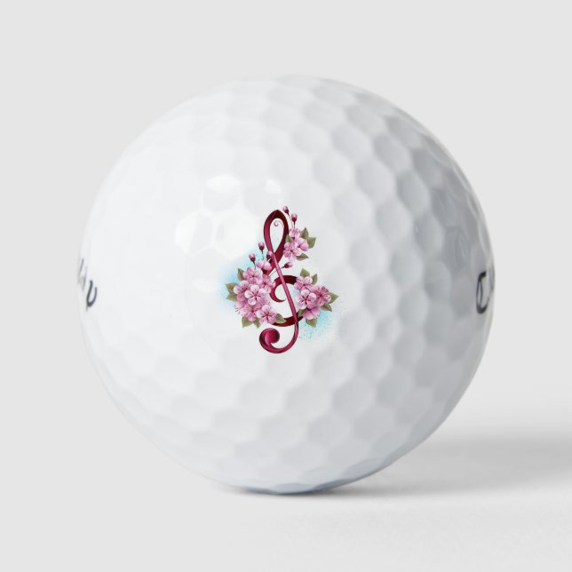 Balles De Golf Musical treble clef notes with sakura flowers (Devant)