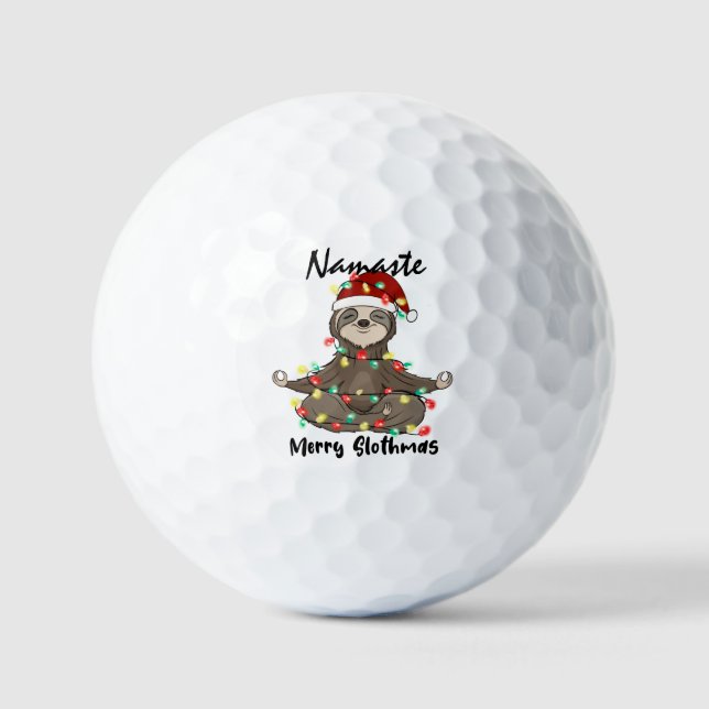 Balles De Golf Namaste Joyeux Slothmas Enchevêtrés (Recto)