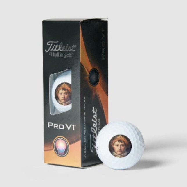 Balles De Golf Napoléon Laurier-Couronne Héros  (Napoleon’s Portrait Titleist 2023 Pro V1 high gradient core high flex casing layer. )