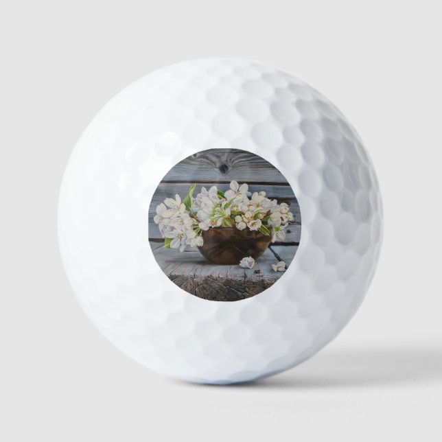 Balles De Golf Nature morte de fleurs de pommier – Impression d'a (Recto)
