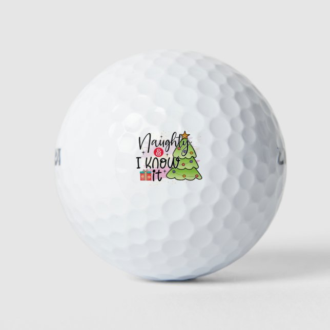 Balles De Golf Naughty Et Je Le Sais - Drôle Noël (Devant)
