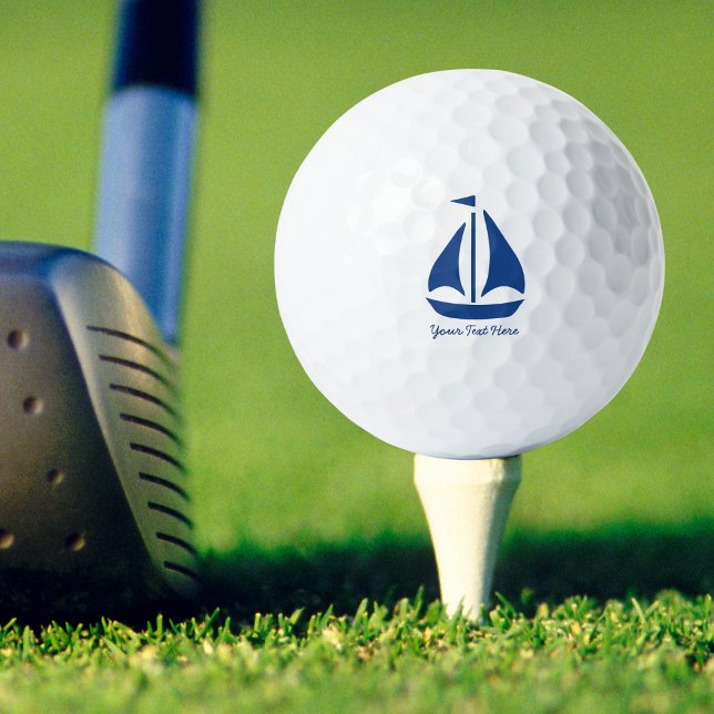 Balles De Golf Nautical Blue Sailboat preppy personnalisée (Créateur téléchargé)