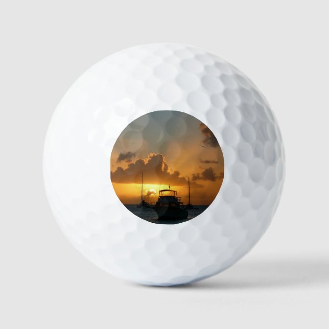 Balles De Golf Navires et Sunset Tropical Seascape (Recto)
