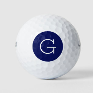 Balles De Golf Navy Blue Wht Horiz Stripe Hot Pink Nom Monogramme