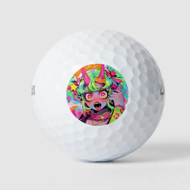 Balles De Golf Neon Chaos Demon Girl Expression (Devant)