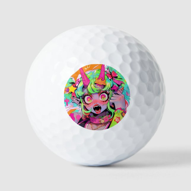 Balles De Golf Neon Chaos Demon Girl Expression (Recto)