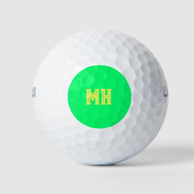 Balles De Golf Neon Green Monogramme Golfer Papa brillant (Devant)