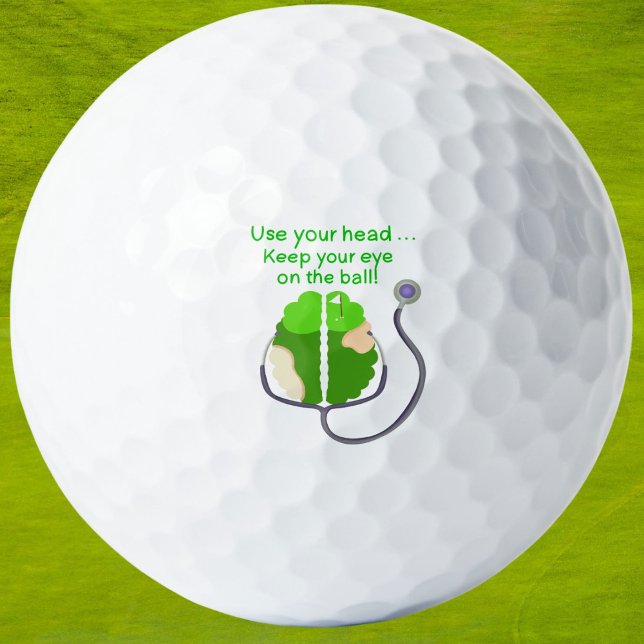 Balles De Golf Neurologue drôle Golf Brain avec stéthoscope (Unique Golf Gift for Doctors, Neurology Students, and Medical Golf Lovers.)