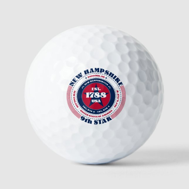Balles De Golf New Hampshire Statation Patriotique Cadeau Boules  (Recto)