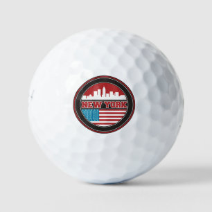Balles De Golf New York Skyline   Drapeau des États-Unis