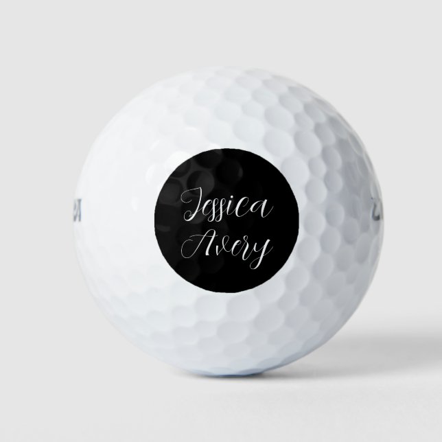 Balles De Golf N'importe quel nom | Élégant script blanc éditable (Devant)