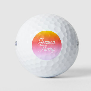 Balles De Golf N'importe quel nom Texte de style vintage couleu