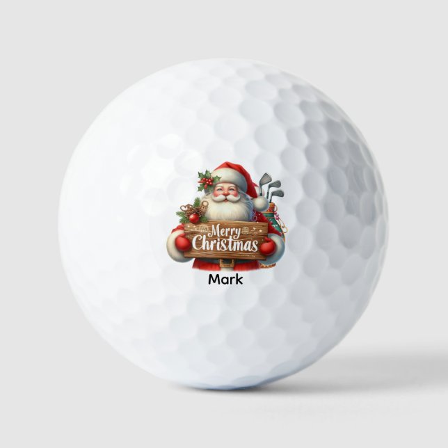 Balles De Golf Noël de golf avec le Père Noël tenant un cadeau No (Recto)