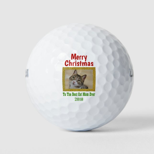 Balles De Golf Noël Meilleur Chat Maman Ever Pet Photo (Devant)