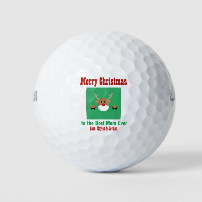 Balles De Golf Noël Meilleure maman jamais nom Reindee (Devant)