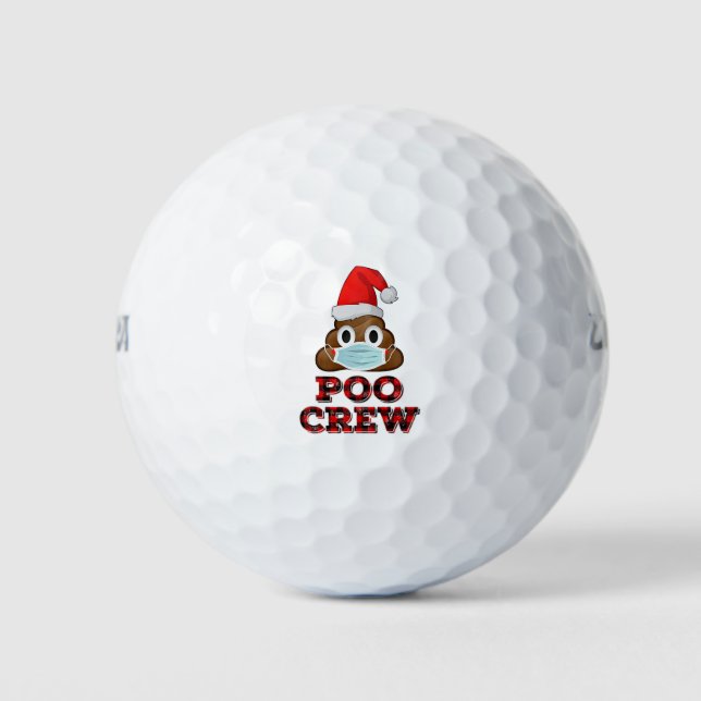 Balles De Golf Noel Poo maillot visage Masque Poop Emoji Rouge (Devant)