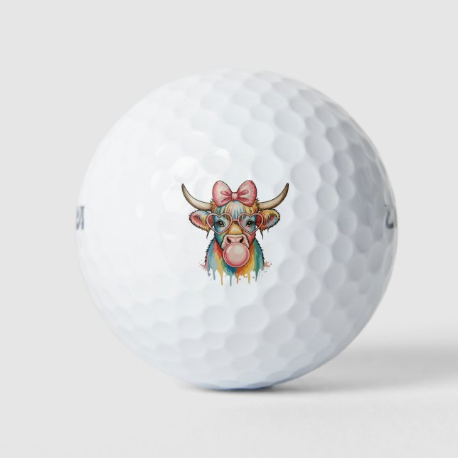Balles De Golf Nœud Coquette Rose Vache Highland Bubble Gum (Devant)