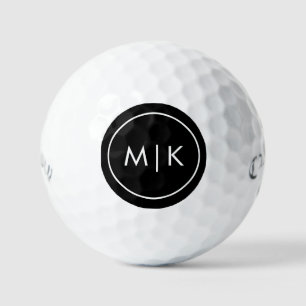 Balles De Golf Noir et blanc Boules de golf Monogram modernes