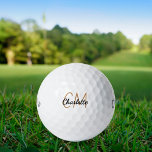 Balles De Golf Noir or monogramme initiales nom simple<br><div class="desc">Arrière - plan transparent,  texte doré et noir. Personnalisez et ajoutez vos initiales et votre nom de monogramme. Pour lui et elle. Le nom est écrit avec un script de style moderne écrit à la main.</div>