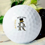 Balles De Golf Noir Or Monogramme Nom Meilleur Mariage Homme Fave<br><div class="desc">Cette balle de golf unique est conçue comme un cadeau pour votre Best Man. Dispose d'un design amusant avec un chapeau de dessus noir et or contre un arrière - plan blanc. Il y a même une couche unique du monogramme — regardez attentivement et vous verrez trois couleurs, ce qui...</div>